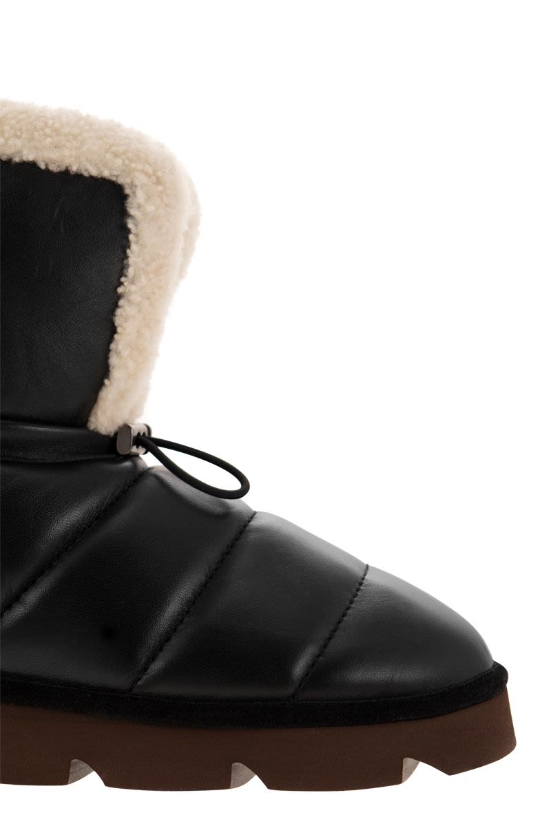 Leather boot with shearling lining and Shiny Details - VOGUERINI