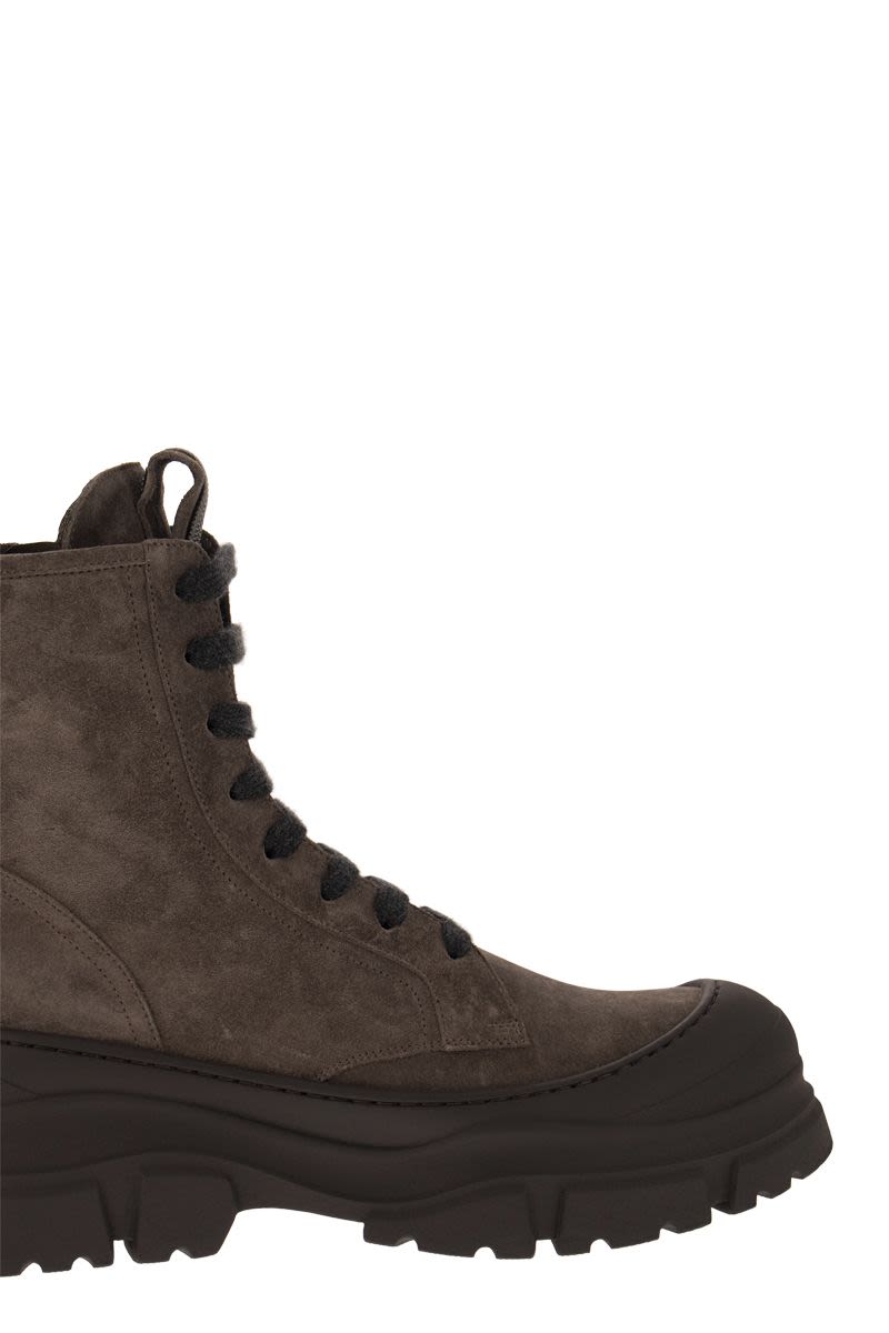 Suede and calfskin boot with Precious Tongue - VOGUERINI