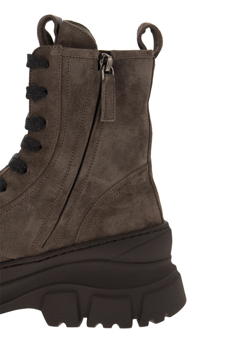 Suede and calfskin boot with Precious Tongue - VOGUERINI