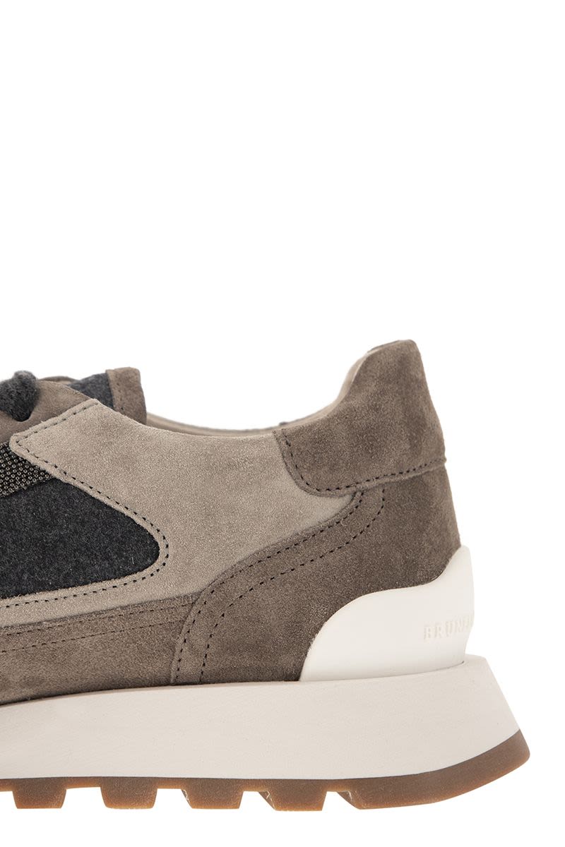 Runners in suede and virgin wool flannel with Precious Contour - VOGUERINI