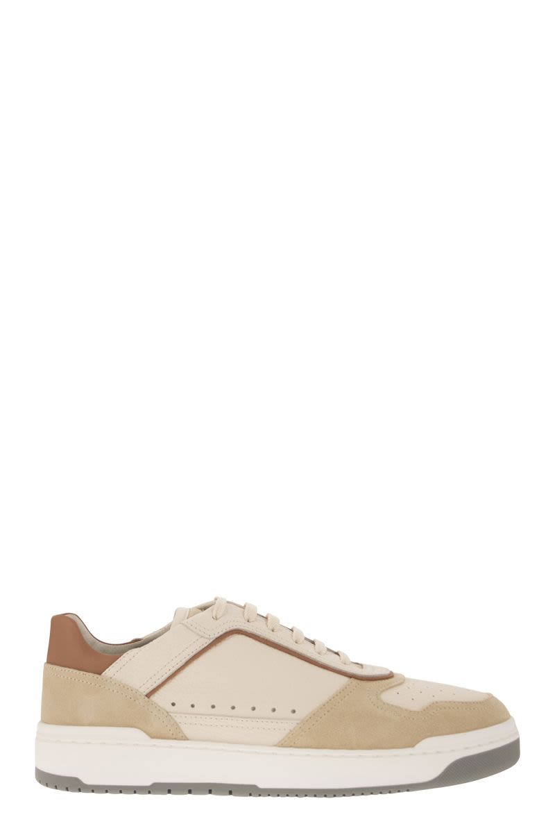 Basket trainers in grained calfskin and washed suede - VOGUERINI