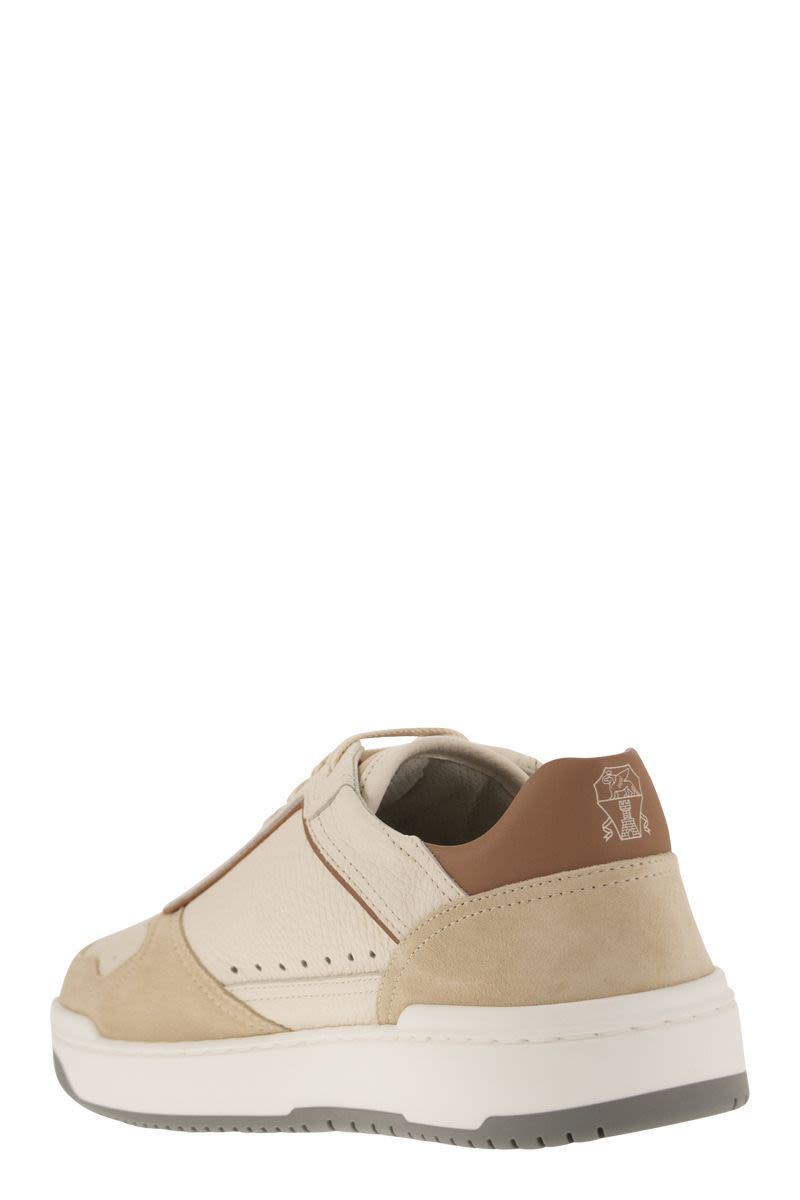 Basket trainers in grained calfskin and washed suede - VOGUERINI