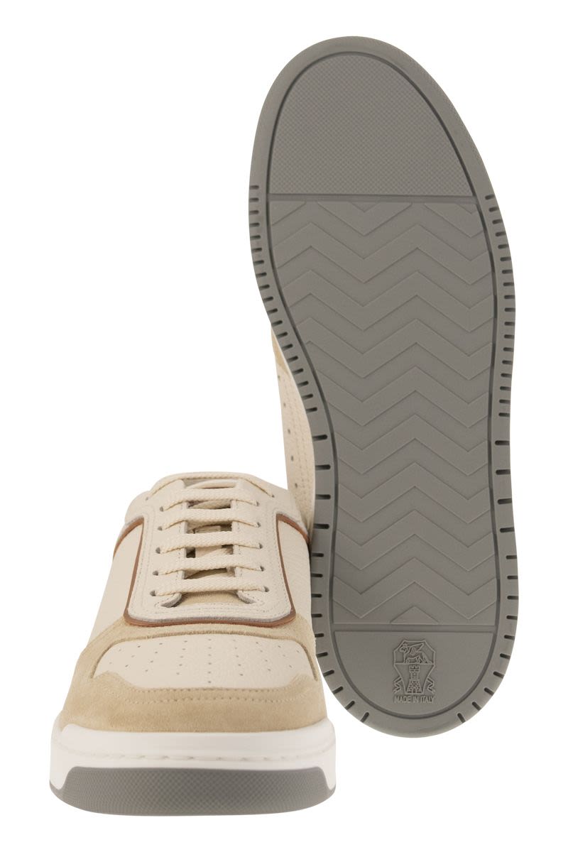 Basket trainers in grained calfskin and washed suede - VOGUERINI