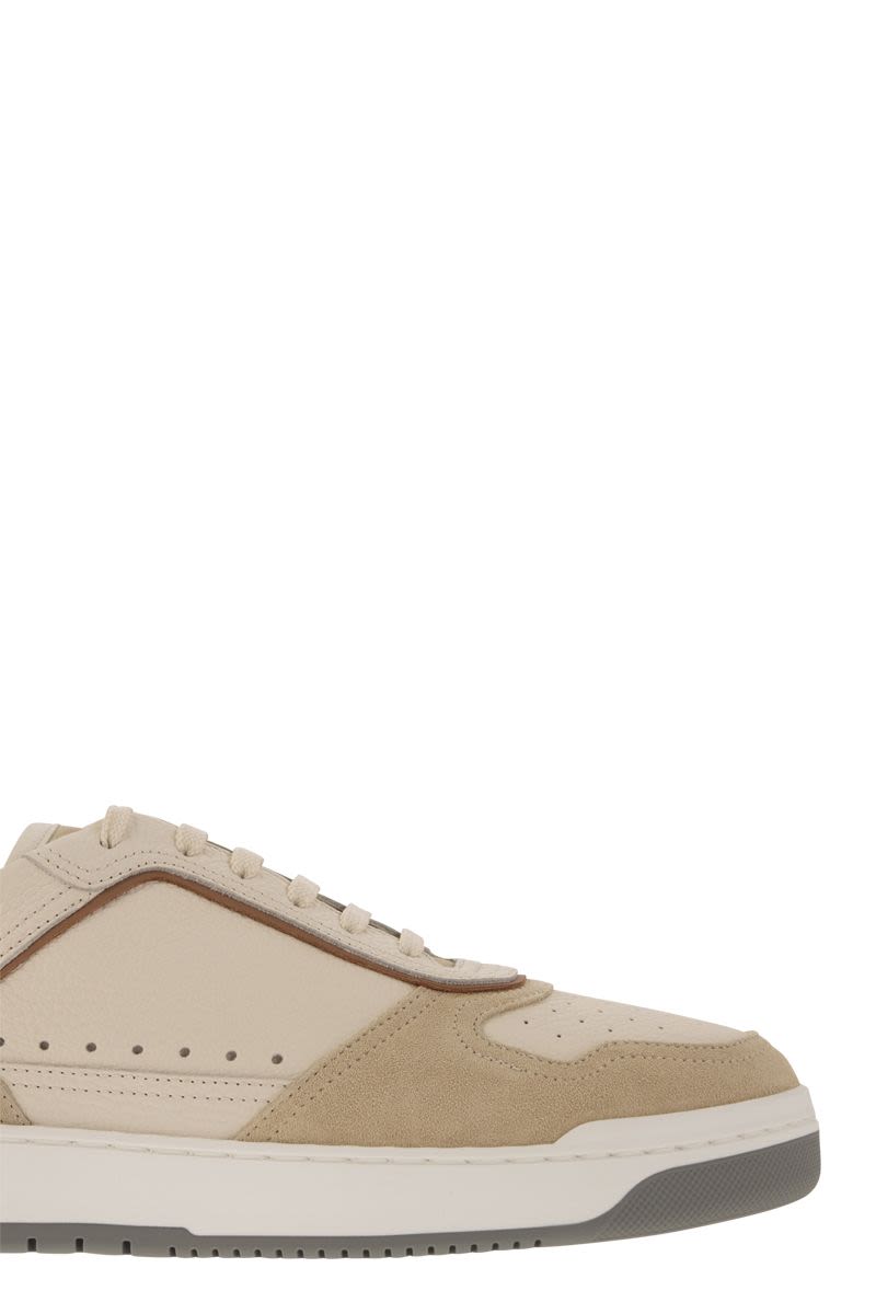 Basket trainers in grained calfskin and washed suede - VOGUERINI