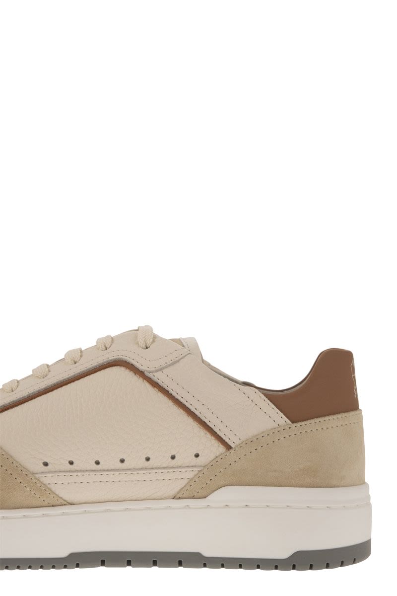 Basket trainers in grained calfskin and washed suede - VOGUERINI