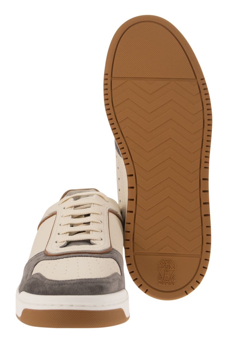 Basket trainers in grained calfskin and washed suede - VOGUERINI