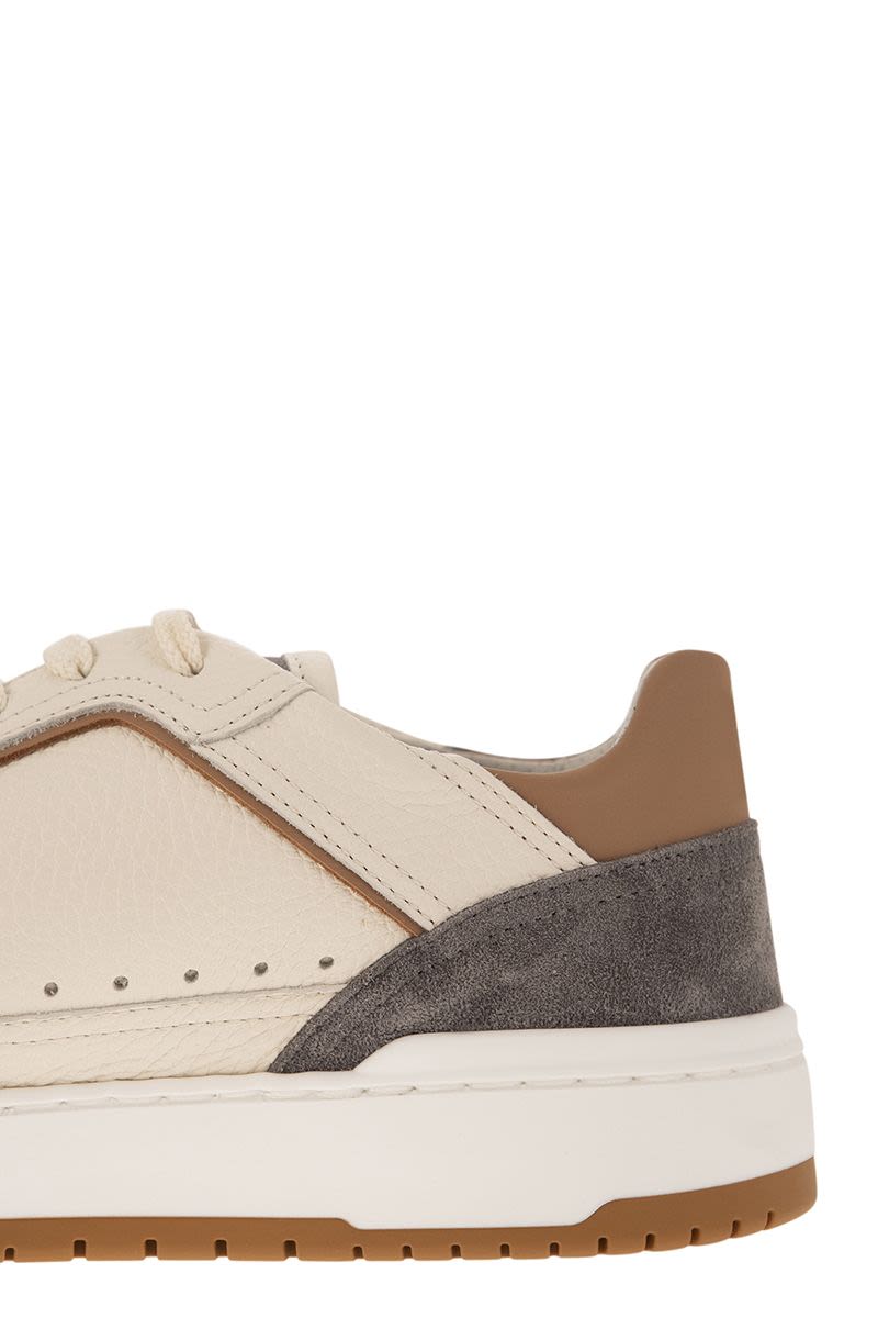 Basket trainers in grained calfskin and washed suede - VOGUERINI