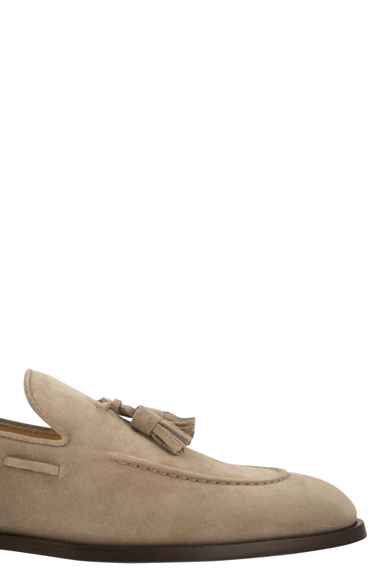 Suede moccasins with tassels