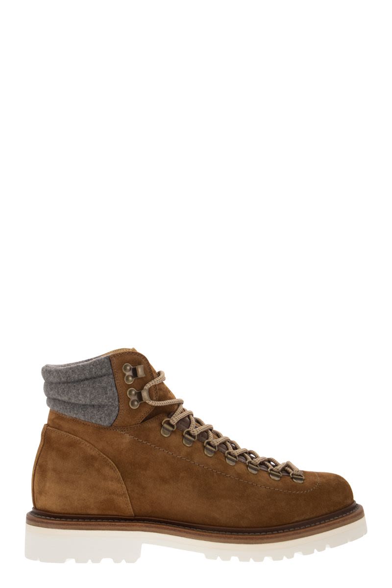 Mountain boot in suede with felt insert of virgin wool - VOGUERINI