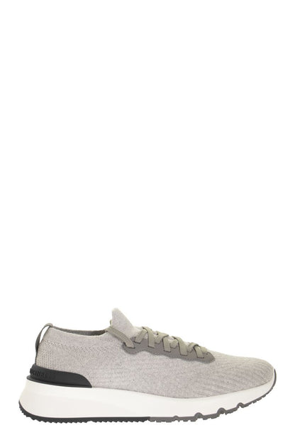 Runners in cotton knit and semi-glossy calf leather - VOGUERINI