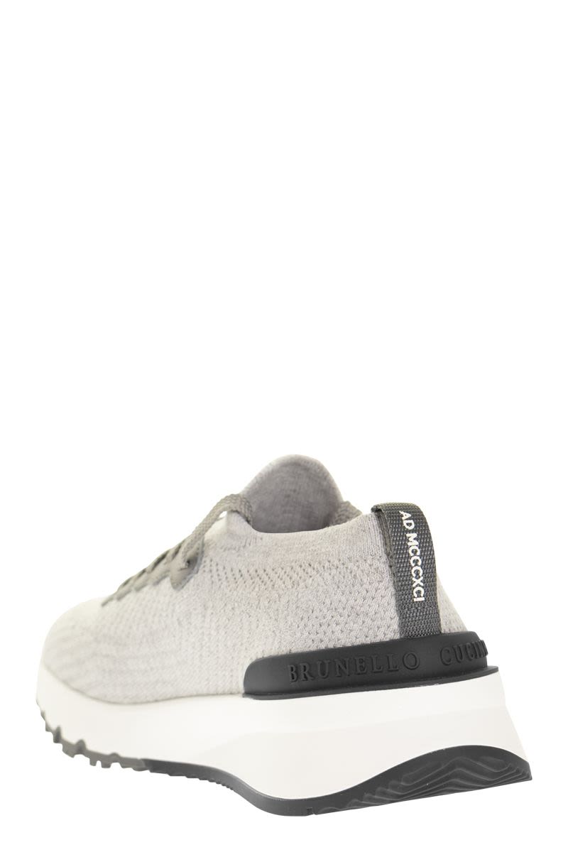 Runners in cotton knit and semi-glossy calf leather - VOGUERINI