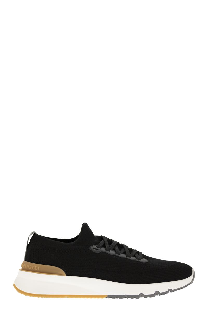 Runners in cotton knit and semi-glossy calf leather - VOGUERINI