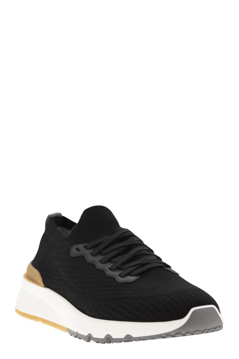 Runners in cotton knit and semi-glossy calf leather - VOGUERINI