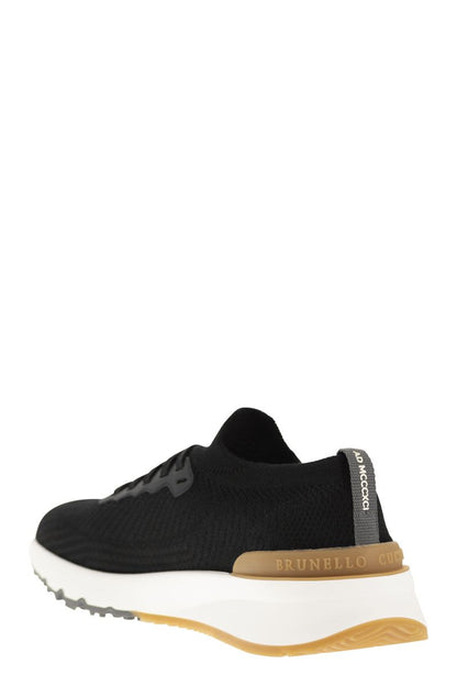 Runners in cotton knit and semi-glossy calf leather - VOGUERINI