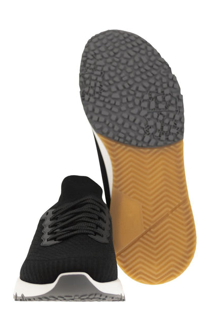 Runners in cotton knit and semi-glossy calf leather - VOGUERINI