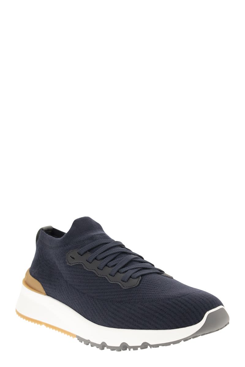 Runners in cotton knit and semi-glossy calf leather - VOGUERINI