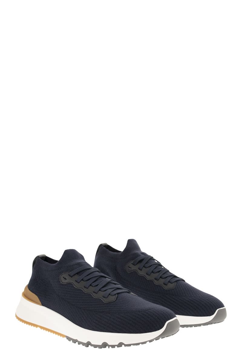 Runners in cotton knit and semi-glossy calf leather - VOGUERINI