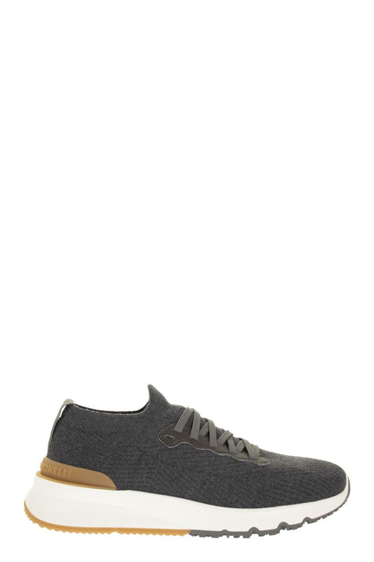 Runners in cotton knit and semi-glossy calf leather - VOGUERINI