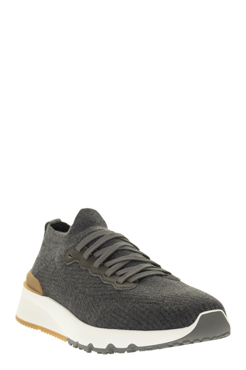 Runners in cotton knit and semi-glossy calf leather - VOGUERINI