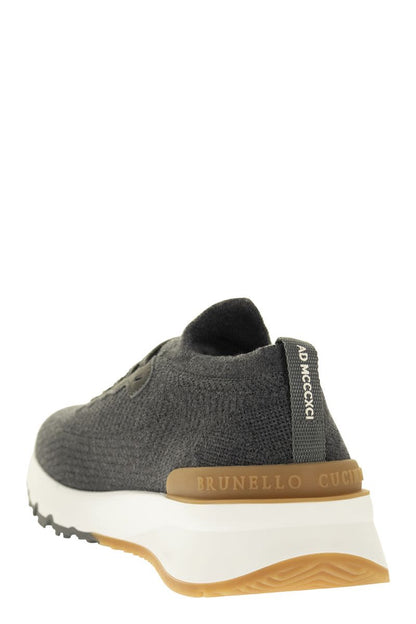 Runners in cotton knit and semi-glossy calf leather - VOGUERINI