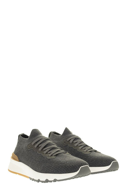 Runners in cotton knit and semi-glossy calf leather - VOGUERINI