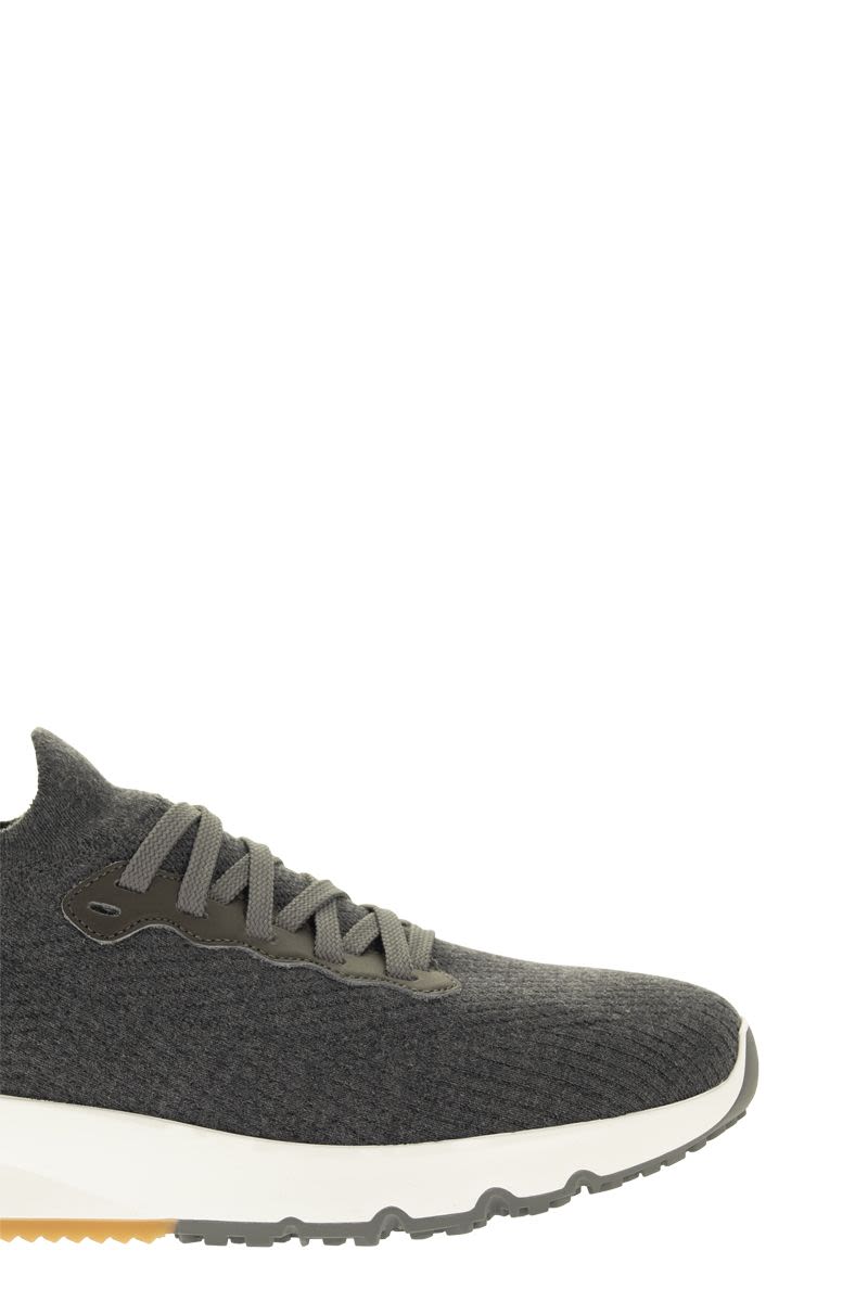 Runners in cotton knit and semi-glossy calf leather - VOGUERINI