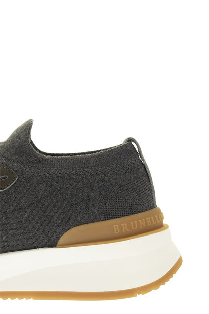 Runners in cotton knit and semi-glossy calf leather - VOGUERINI