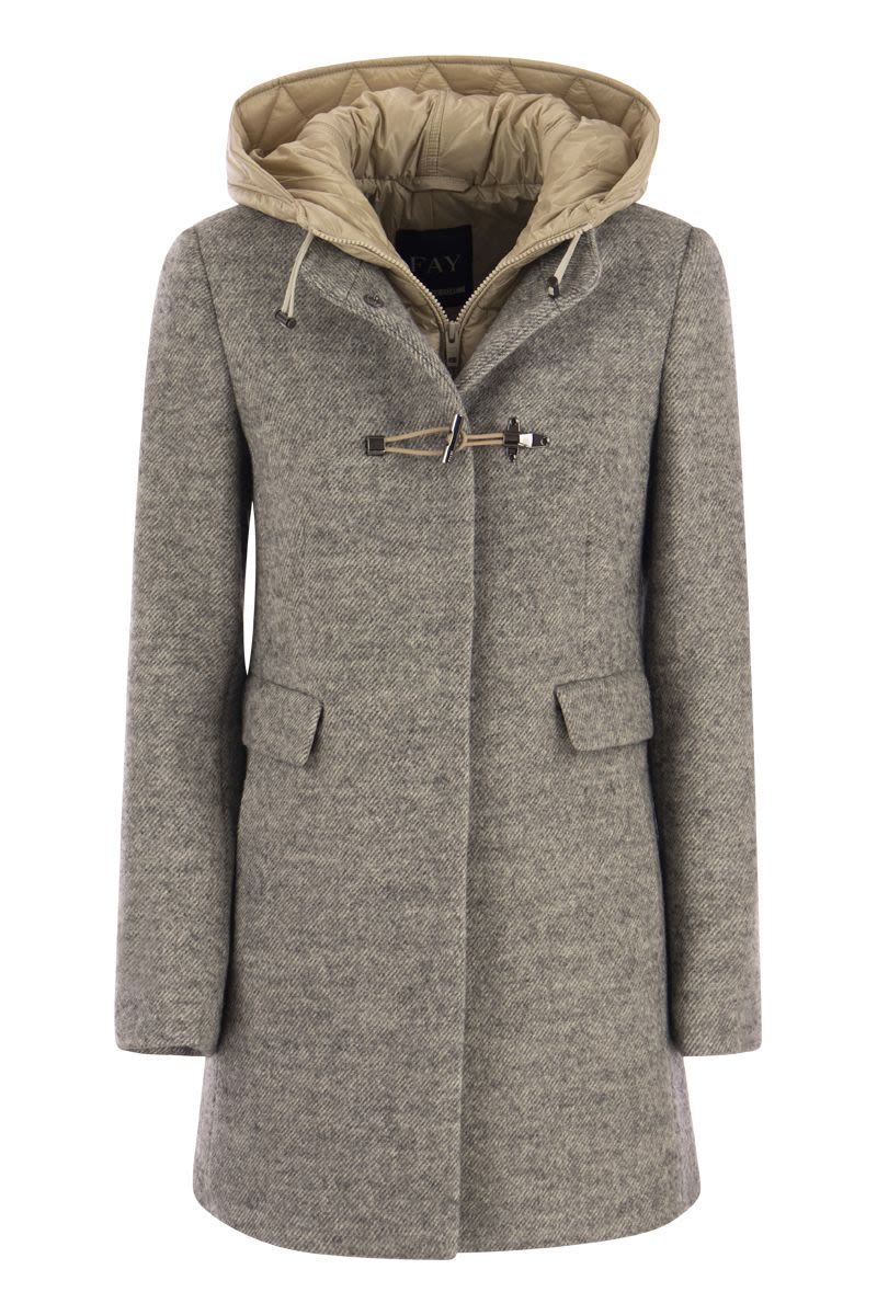 TOGGLE - Wool-blend coat with hood - VOGUERINI