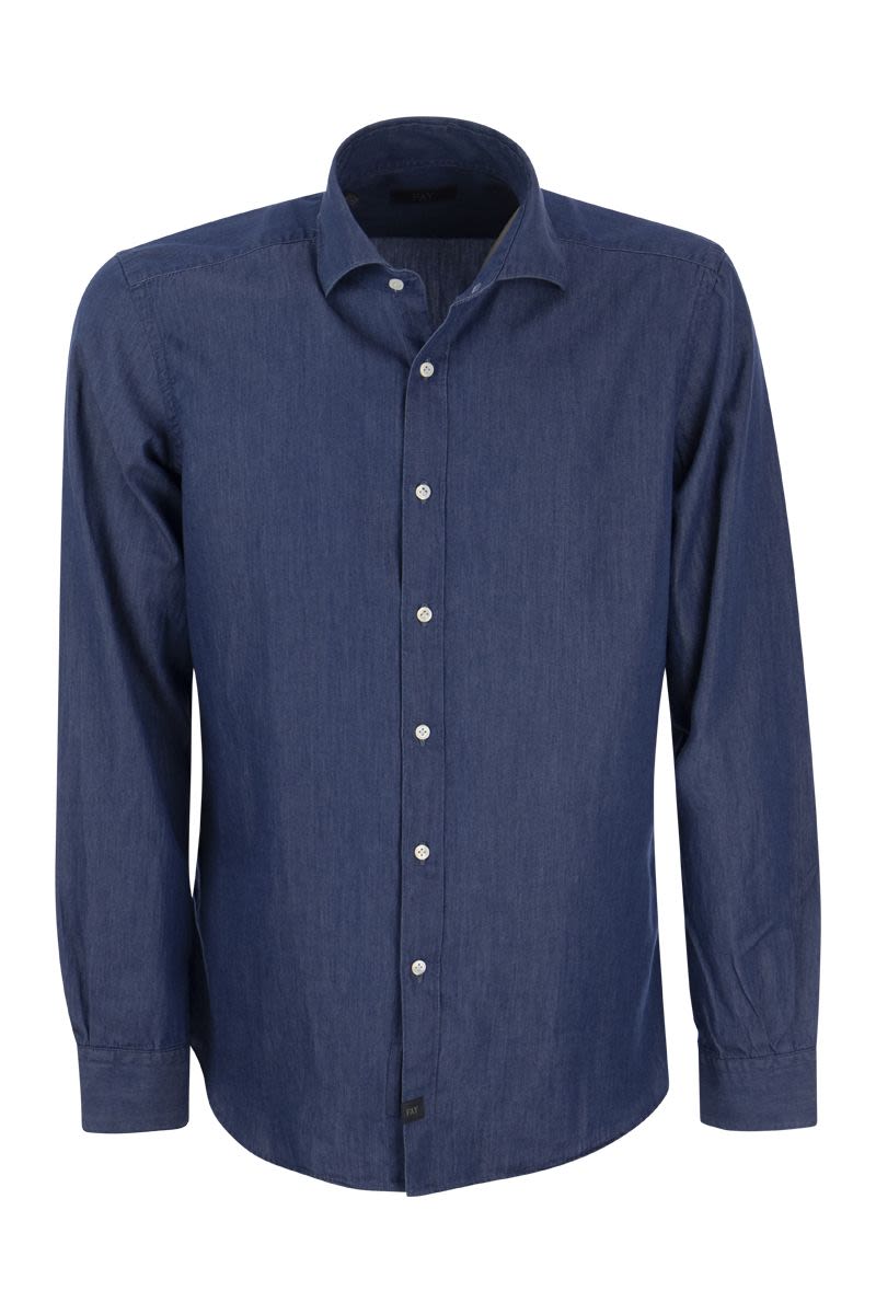 Denim shirt with French collar - VOGUERINI