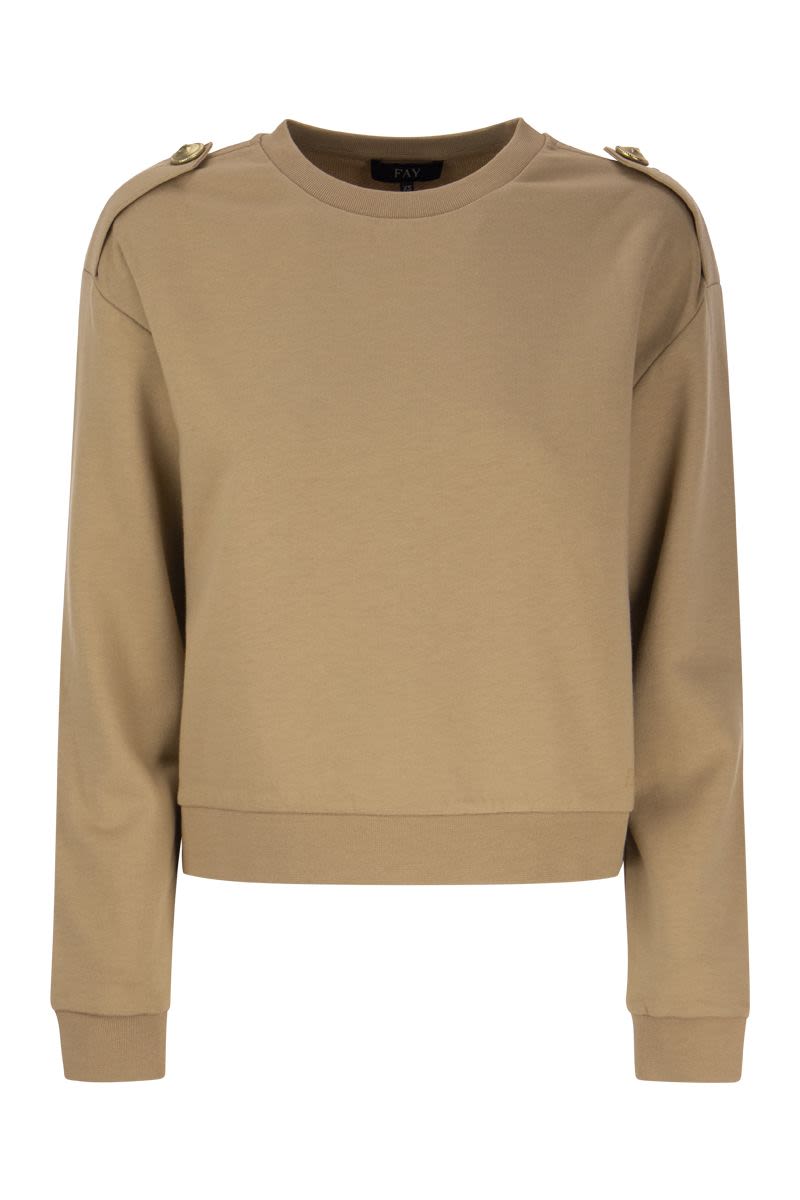 Round-neck sweatshirt with buttons - VOGUERINI