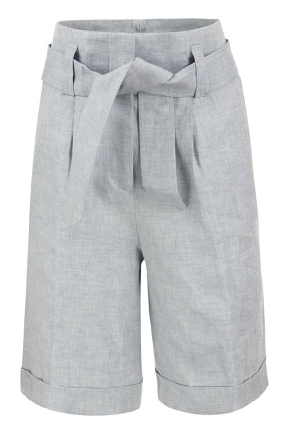 High Waisted Linen Short - VOGUERINI