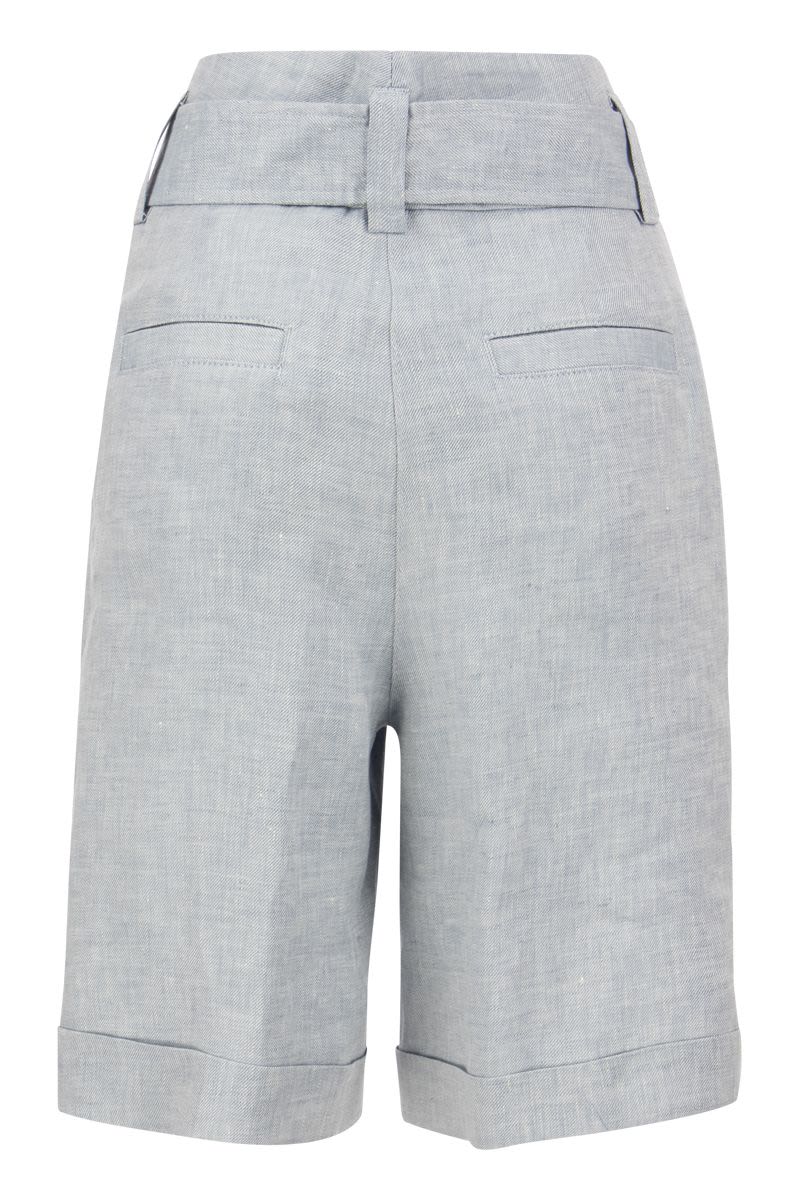 High Waisted Linen Short - VOGUERINI