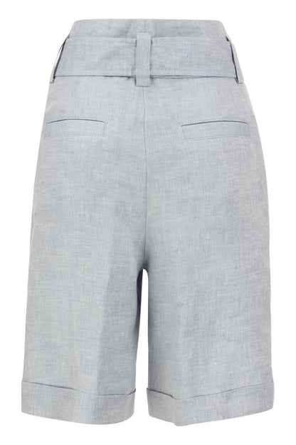 High Waisted Linen Short - VOGUERINI