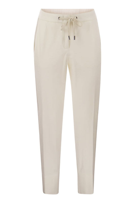 Trousers with side band in cotton and wool - VOGUERINI