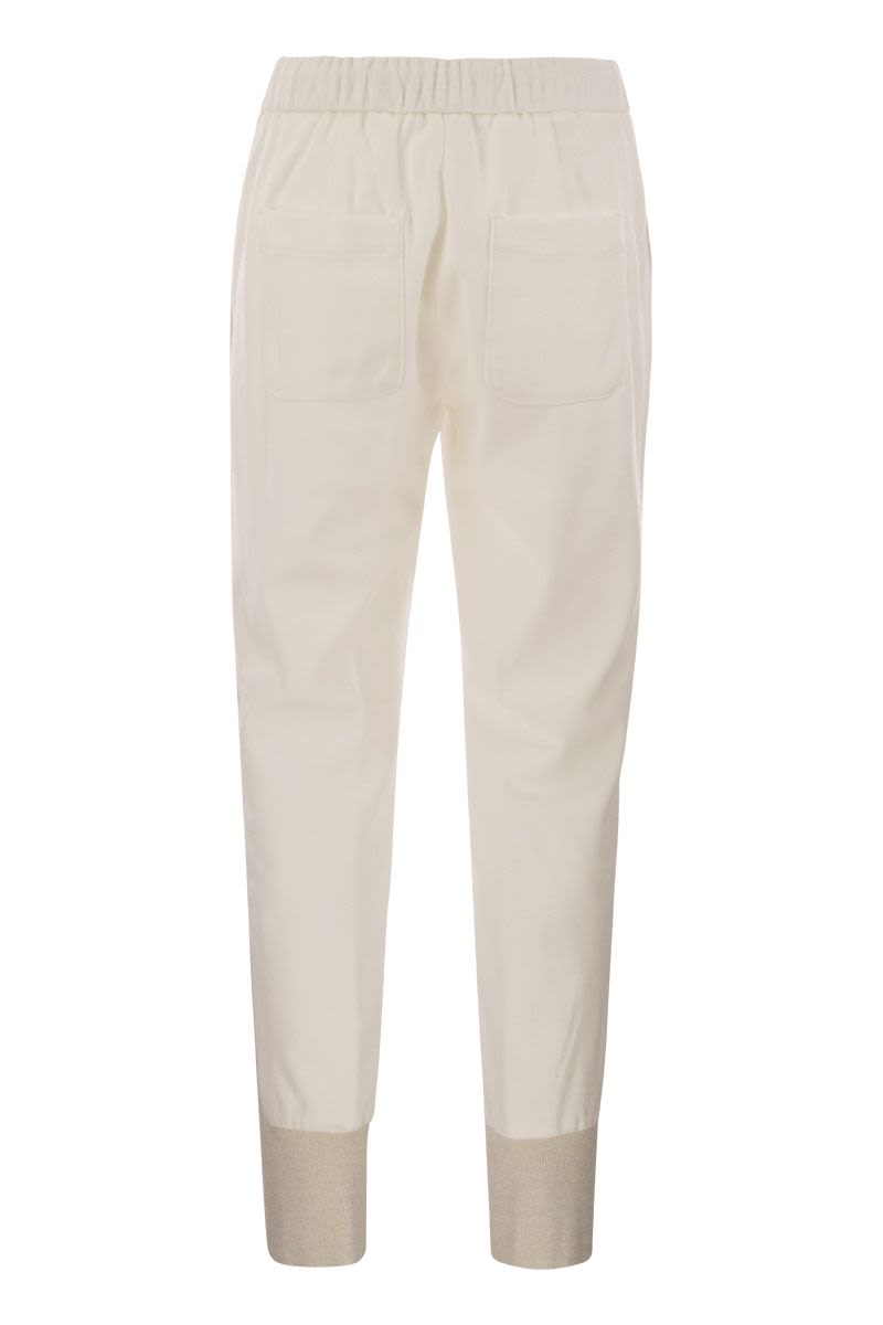 Trousers with side band in cotton and wool - VOGUERINI