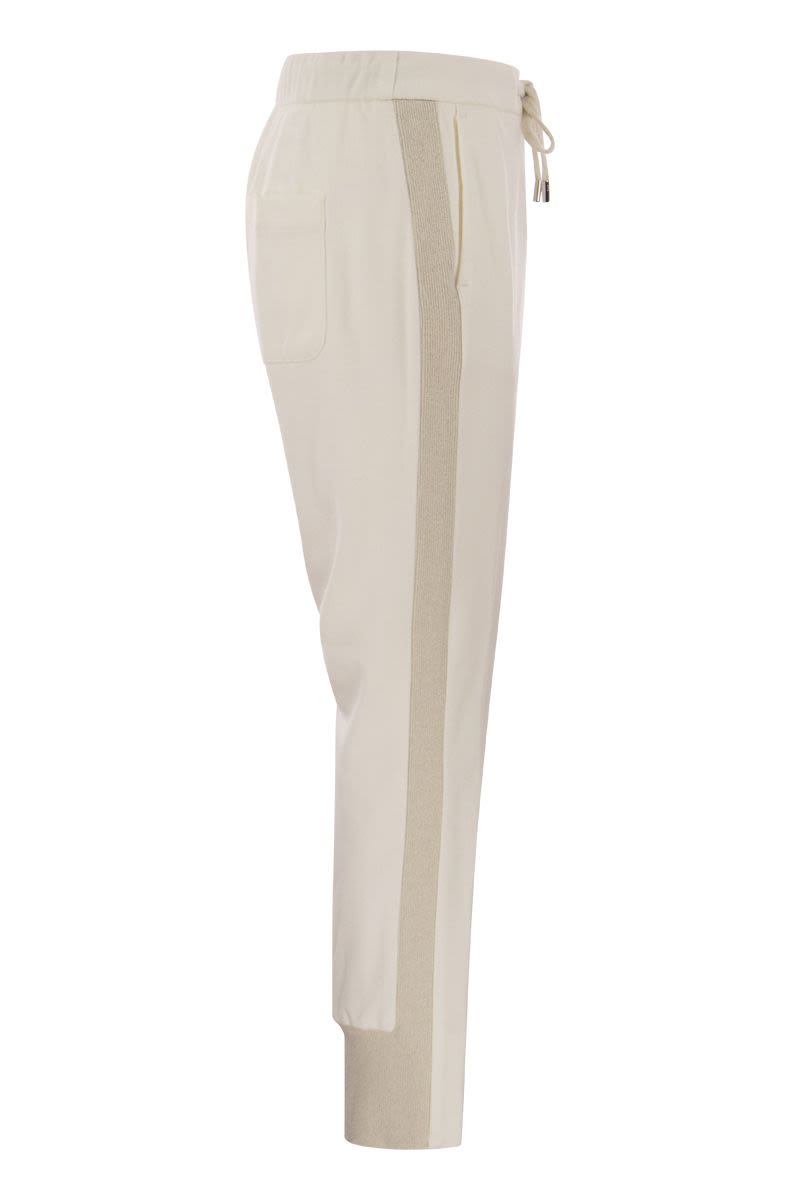 Trousers with side band in cotton and wool - VOGUERINI