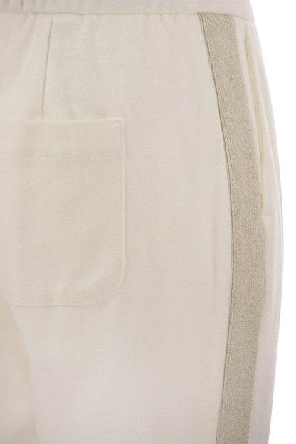 Trousers with side band in cotton and wool - VOGUERINI