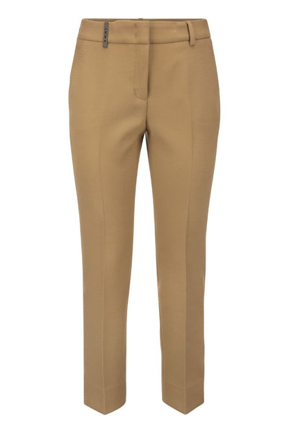 Trousers with slits in stretch viscose canvas - VOGUERINI