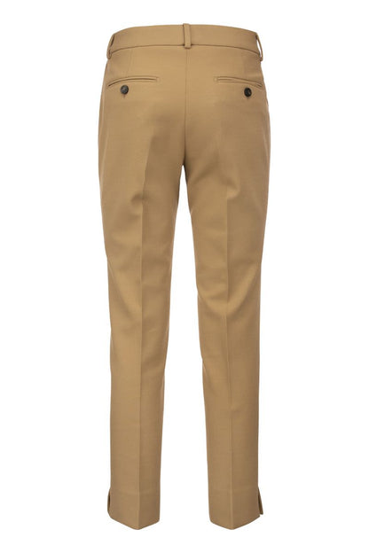 Trousers with slits in stretch viscose canvas - VOGUERINI