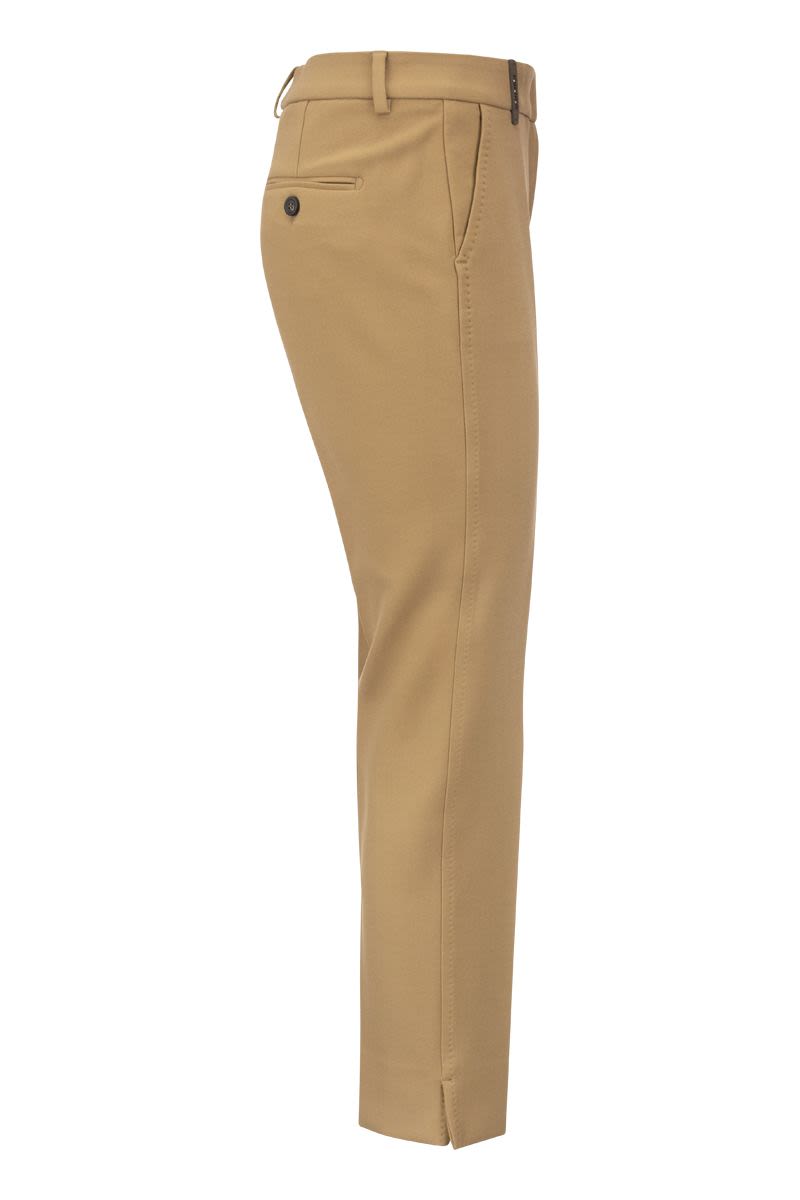 Trousers with slits in stretch viscose canvas - VOGUERINI