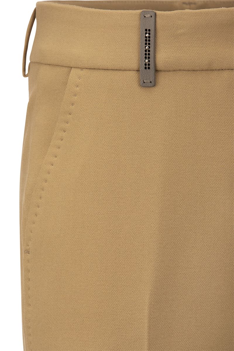 Trousers with slits in stretch viscose canvas - VOGUERINI