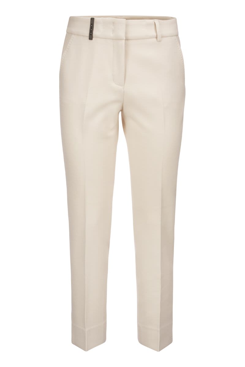 Trousers with slits in stretch viscose canvas - VOGUERINI