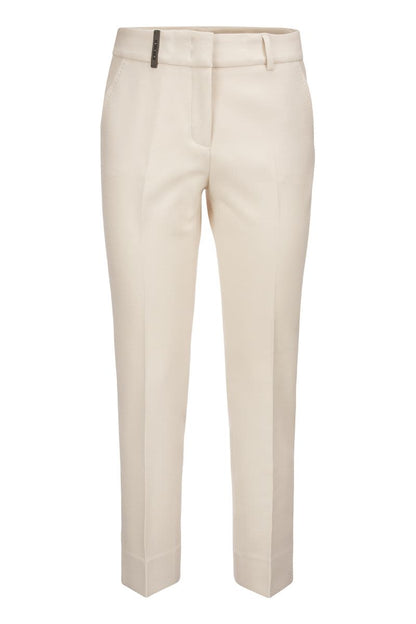 Trousers with slits in stretch viscose canvas - VOGUERINI