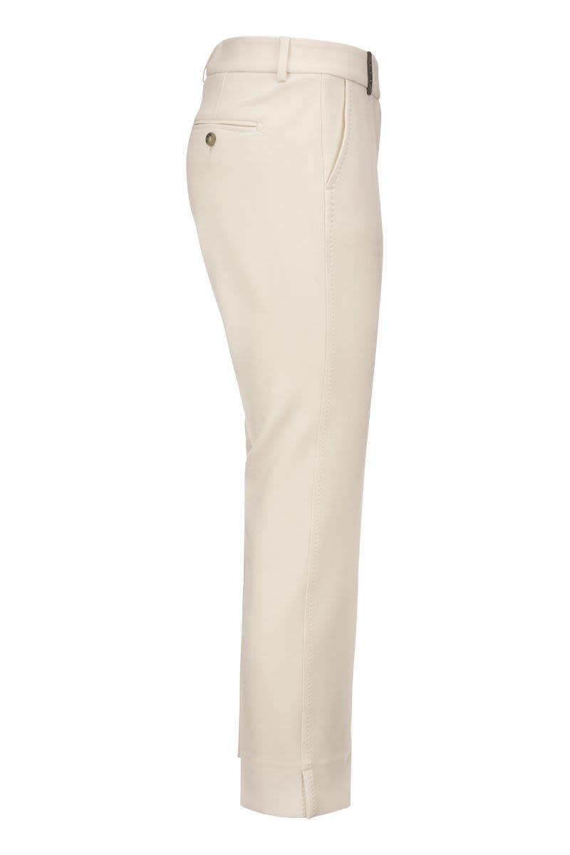 Trousers with slits in stretch viscose canvas - VOGUERINI