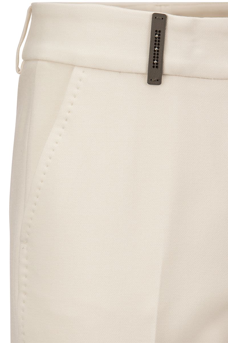 Trousers with slits in stretch viscose canvas - VOGUERINI