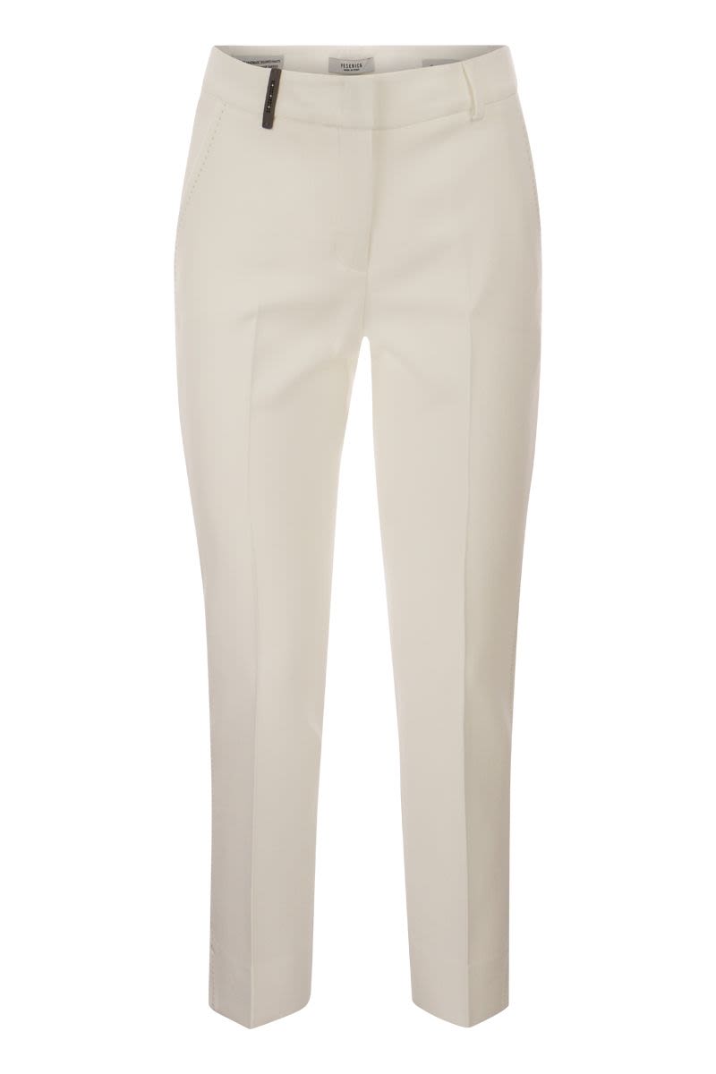 Stretch cotton gabardine cigarette trousers - VOGUERINI