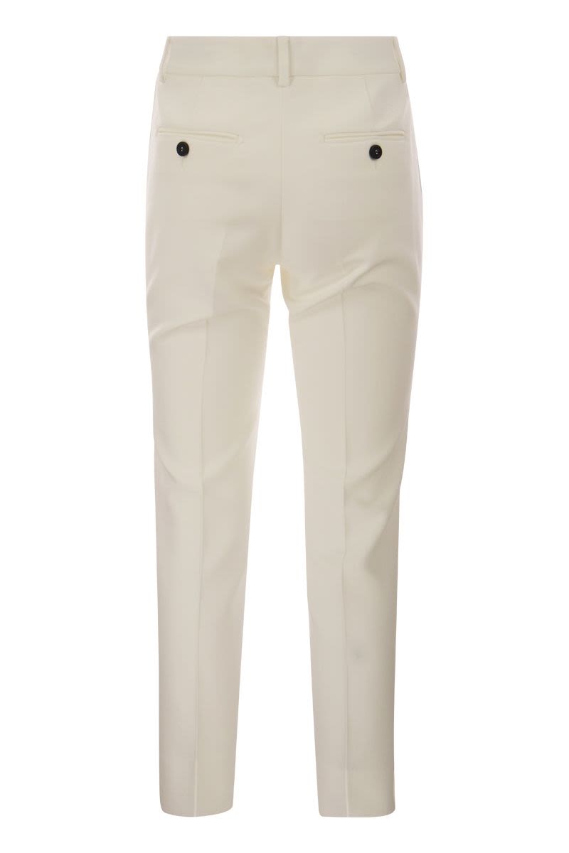 Stretch cotton gabardine cigarette trousers - VOGUERINI