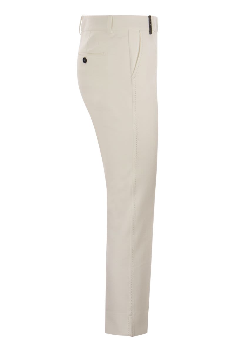 Stretch cotton gabardine cigarette trousers - VOGUERINI