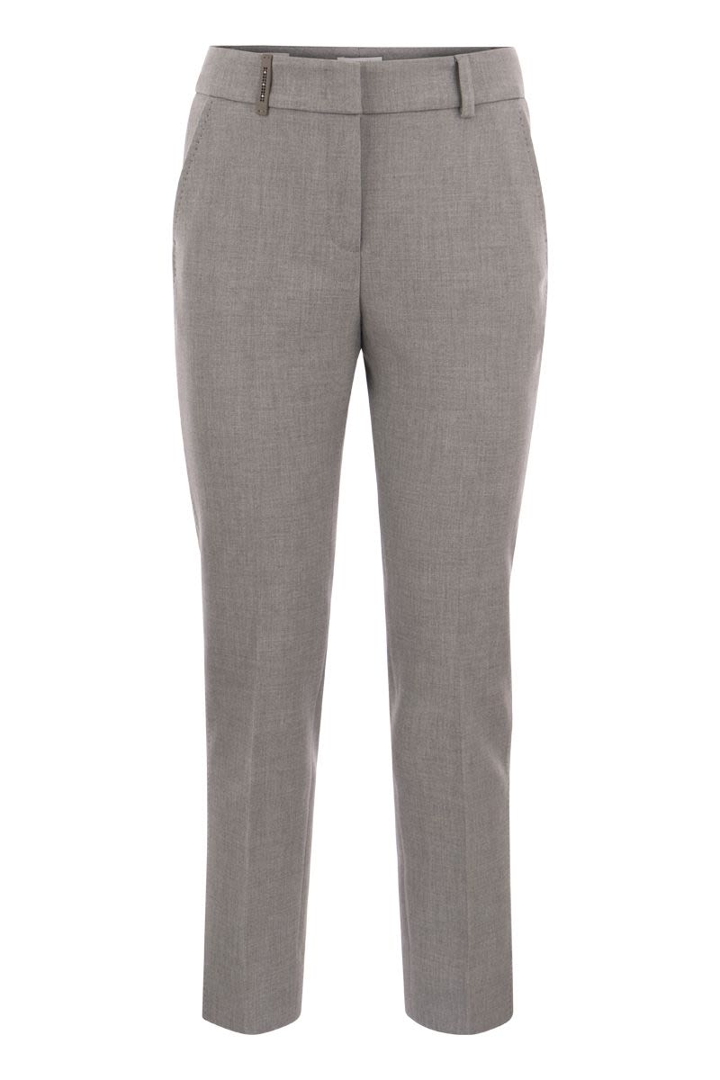 Stretch cotton gabardine cigarette trousers - VOGUERINI