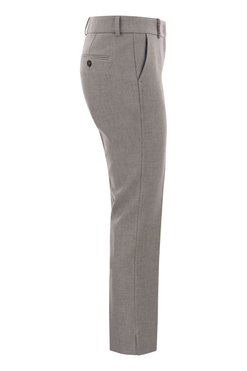 Stretch cotton gabardine cigarette trousers - VOGUERINI